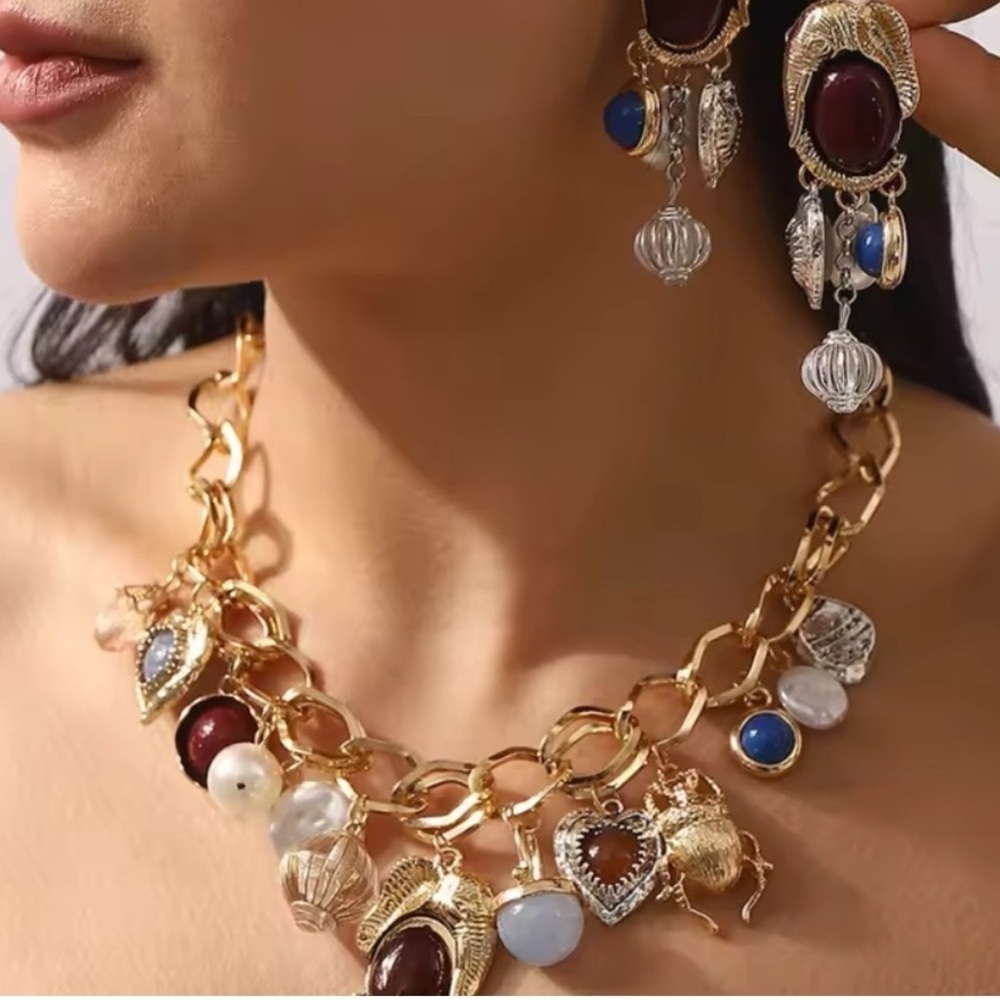 Zara Gold and Brown Charm Necklace